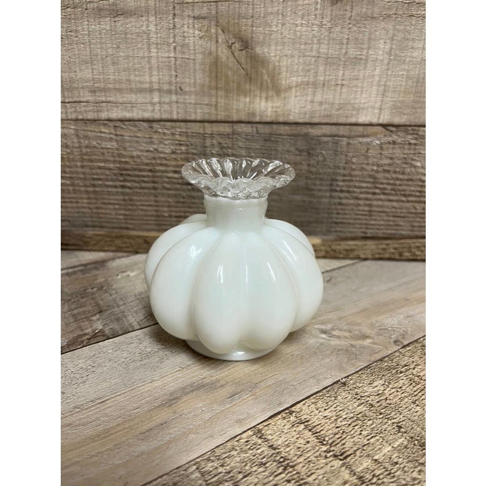 Vintage Fenton Silver Crest Perfume Bottle White